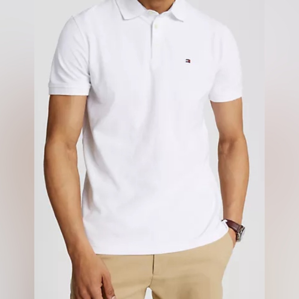 Tommy Hilfiger Polo Shirt Mens size XXL White Classic Fit Short Sleeve Cotton